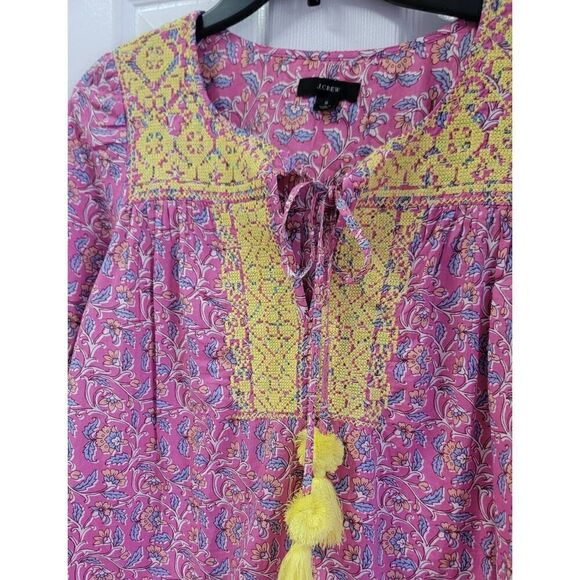 J.Crew Embroidered Cotton Voile Boho Top S - Picture 4 of 9